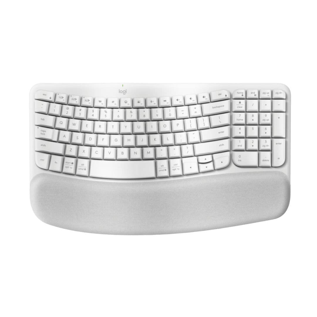 Logitech - Wave Keys Wireless Ergonomic Keyboard with Cushioned Palm Rest - White