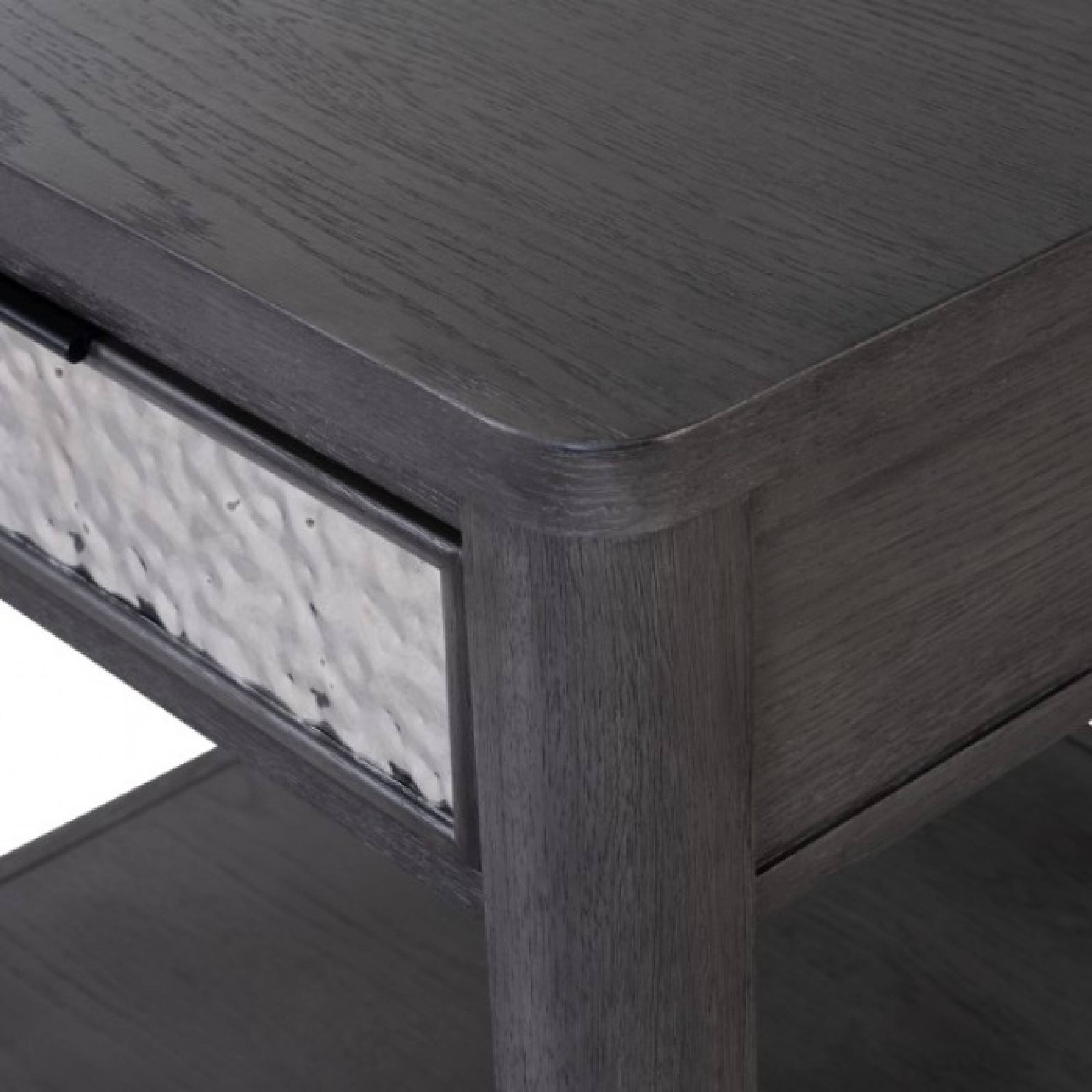 Alt View 2. Manhattan Lane - Zoko Side End Table, 1 Drawer, 1 Shelf, Ash Gray Rubberwood, 24 Inch - Ash Gray.