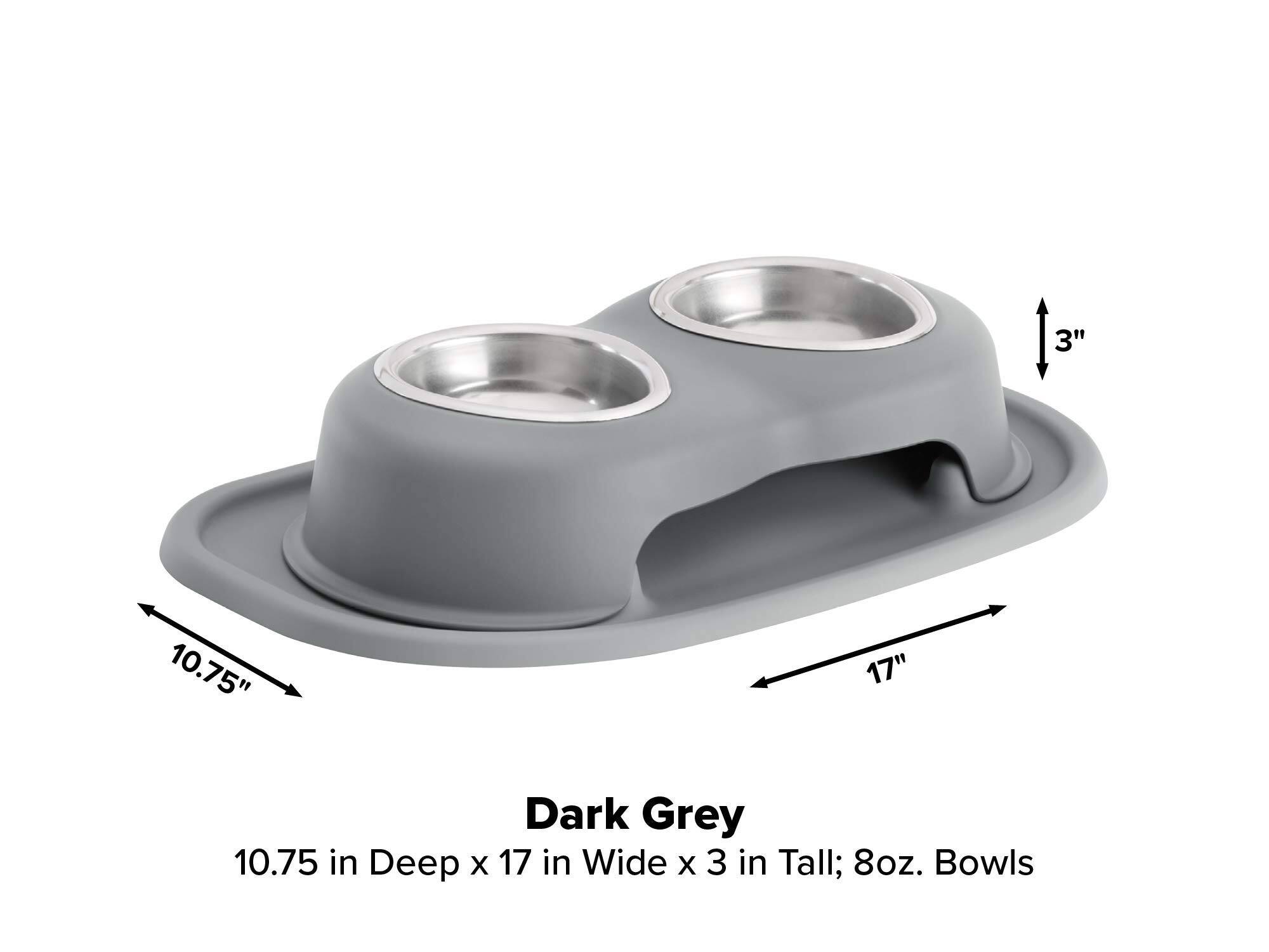 3"  
10.75"  
17"  
Dark Grey 10.75 in Deep x 17 in Wide x 3 in Tall; 8oz. Bowls