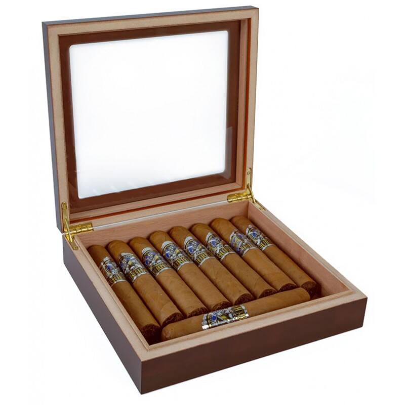 Alt View 4. Prestige - Traveler Glasstop Humidor (Cherry) - Cherry Finish.
