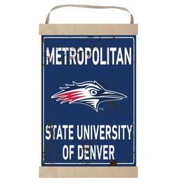 Jardine - MSU Denver Roadrunners 12" x 20" Faux Rust Banner Sign - Navy