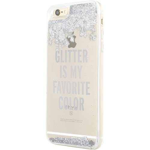 kate spade new york - Clear Liquid Glitter Case for Apple® iPhone® 6 Plus and 6s Plus - Silver/Glitter Is My Favorite Color-Front_Standard 