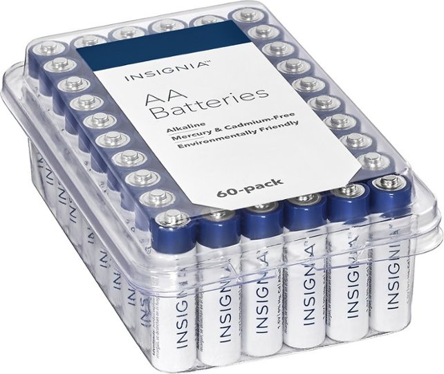 Insignia™ - AA Batteries (60-Pack) - White / Blue - Front Zoom
