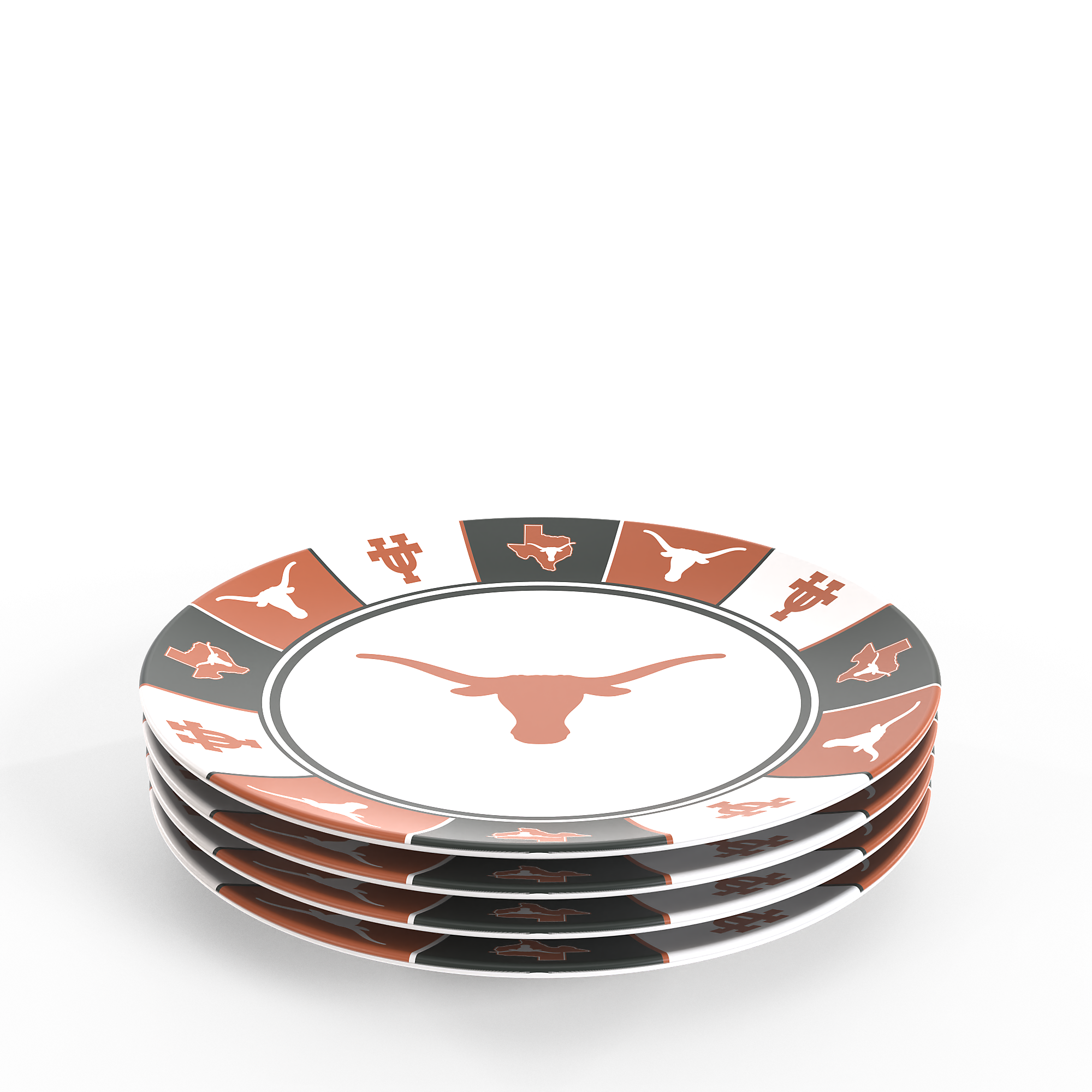 Front. Tervis - Texas Longhorns Four-Piece Melamine Dinner Plate Set - Multicolor.