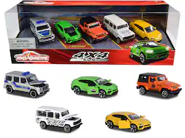4x4 SUV Giftpack 5 piece Set 1/64 Diecast Model Cars by Majorette - Multicolor