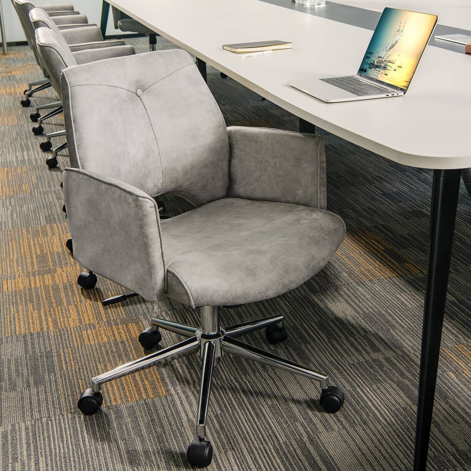 Alt View 4. SlickBlue - Adjustable Hollow Back Mid Back Office Chair with Comfortable Armrests - Grey.