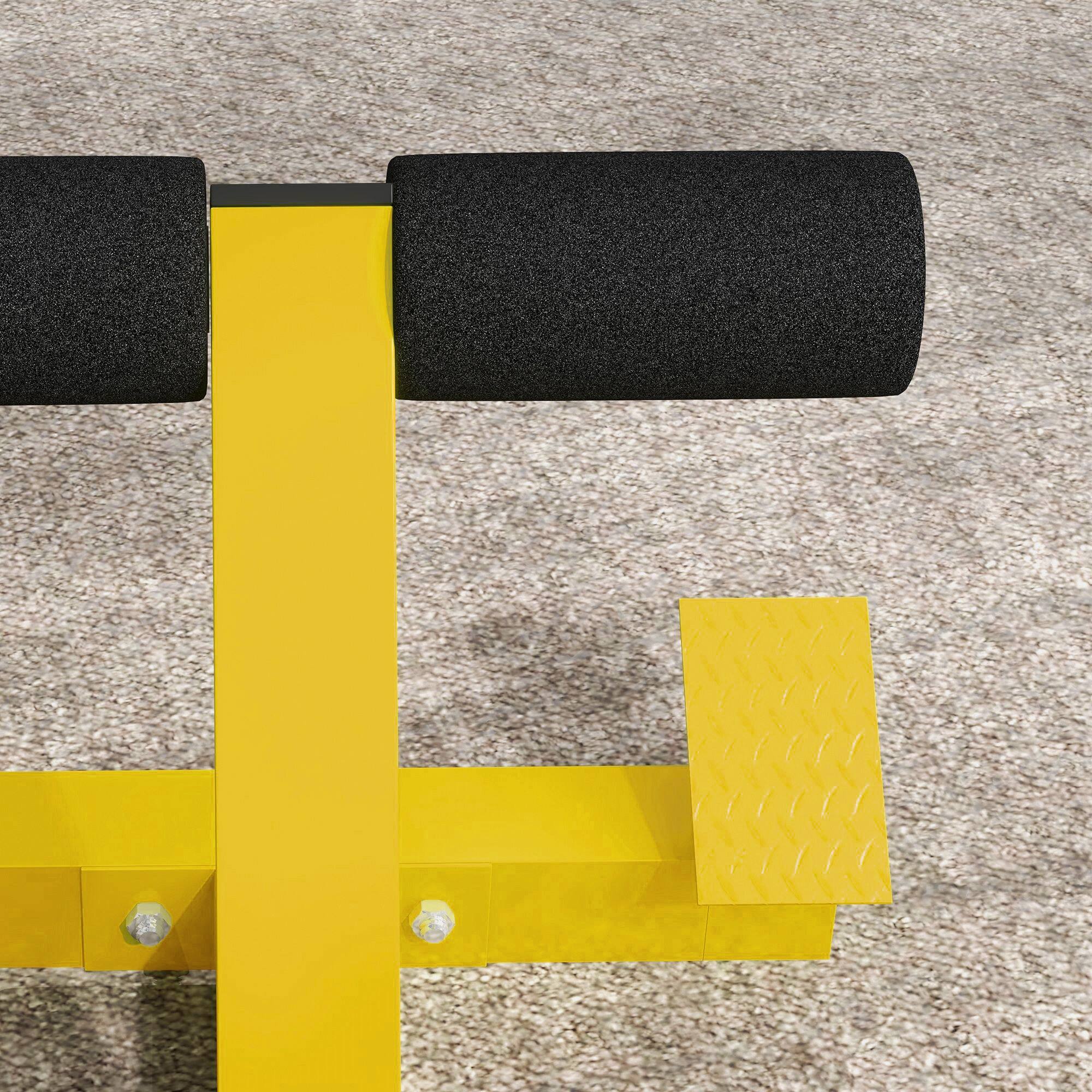 Alt View 7. Soozier - Roman Chair Back Extension Machine, Height Adjustable Hyperextension Bench with Dip Bars, Multi-Functional - Yellow.