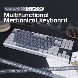 Loheer - Mechanical Keyboard 87-Key 85% Wired USB-C Keyboard with CNC Aluminum Shell, ARGB Lighting, VIA Support - White Gray