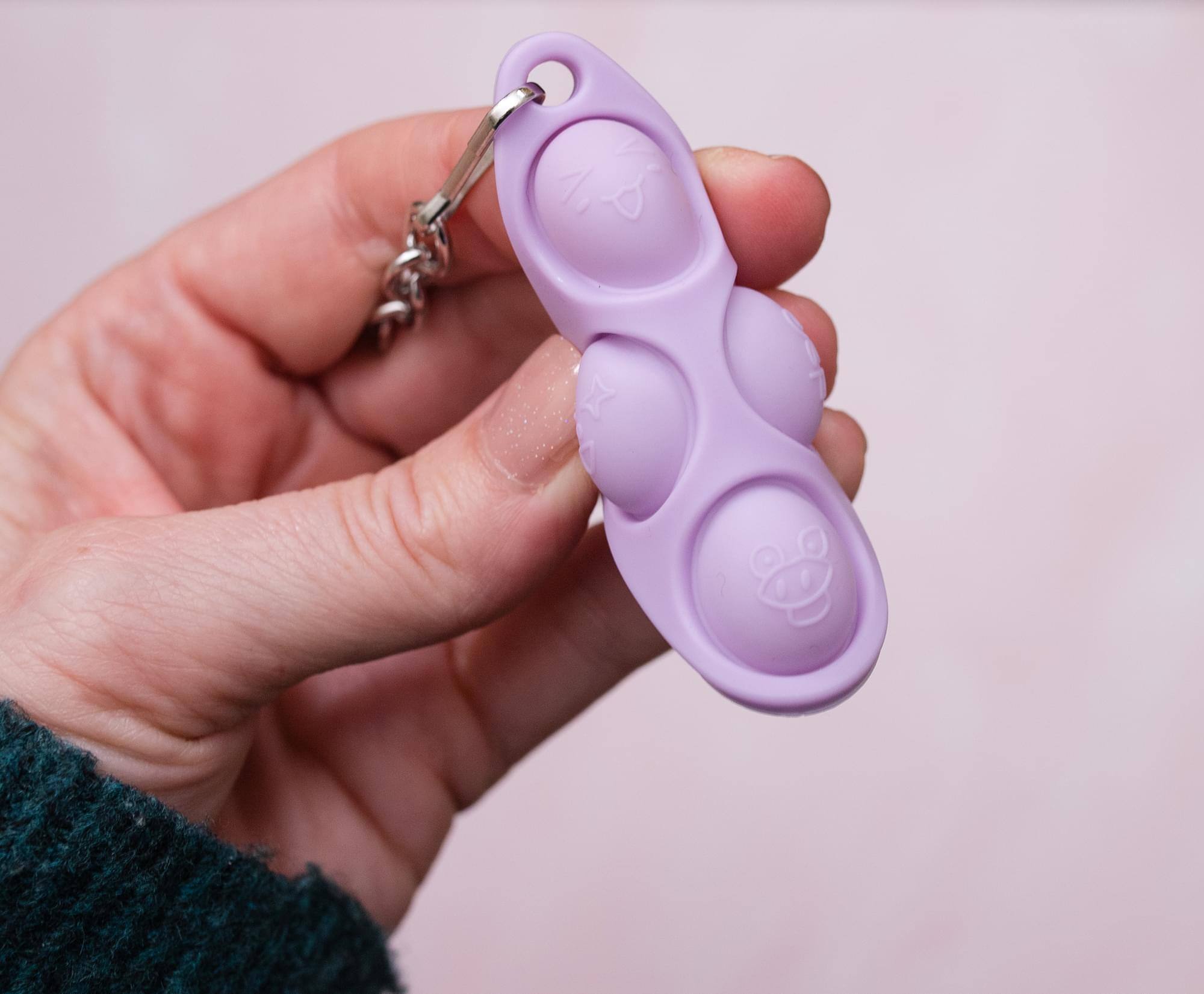 Alt View 2. Toynk - Pop Fidget Toy Purple 4-Button Silicone Keychain Accessory - Purple.