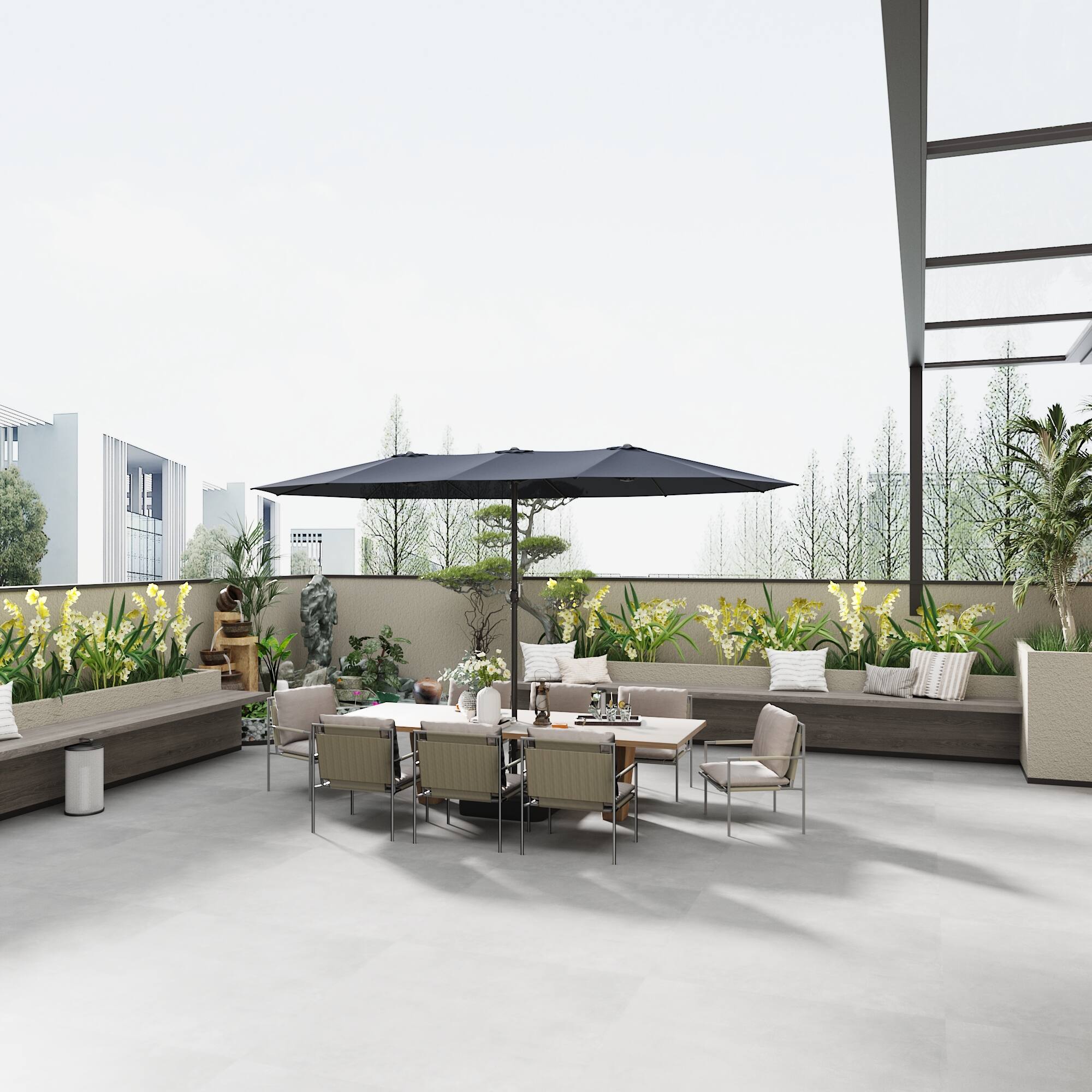 Alt View 8. FUFU & GAGA - FUFU&GAGA Extra - Large Patio Umbrella: Ultimate Shade for Outdoor Spaces - Dark Blue.