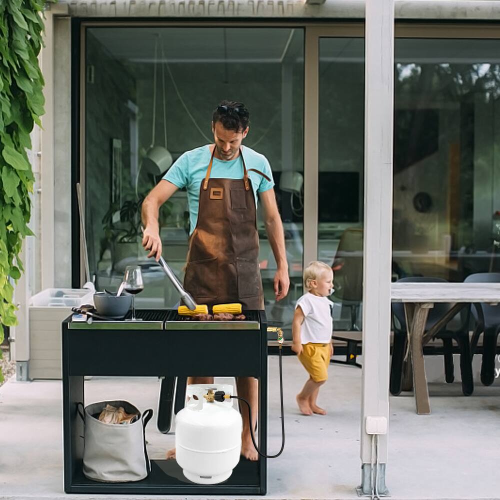 Alt View 2. Empava - 15 ft Propane Hose Extension with Gauge – Universal QCC1/Type 1 Fit for Grills, Heaters & Fire Pits – Leak Detector - Black.