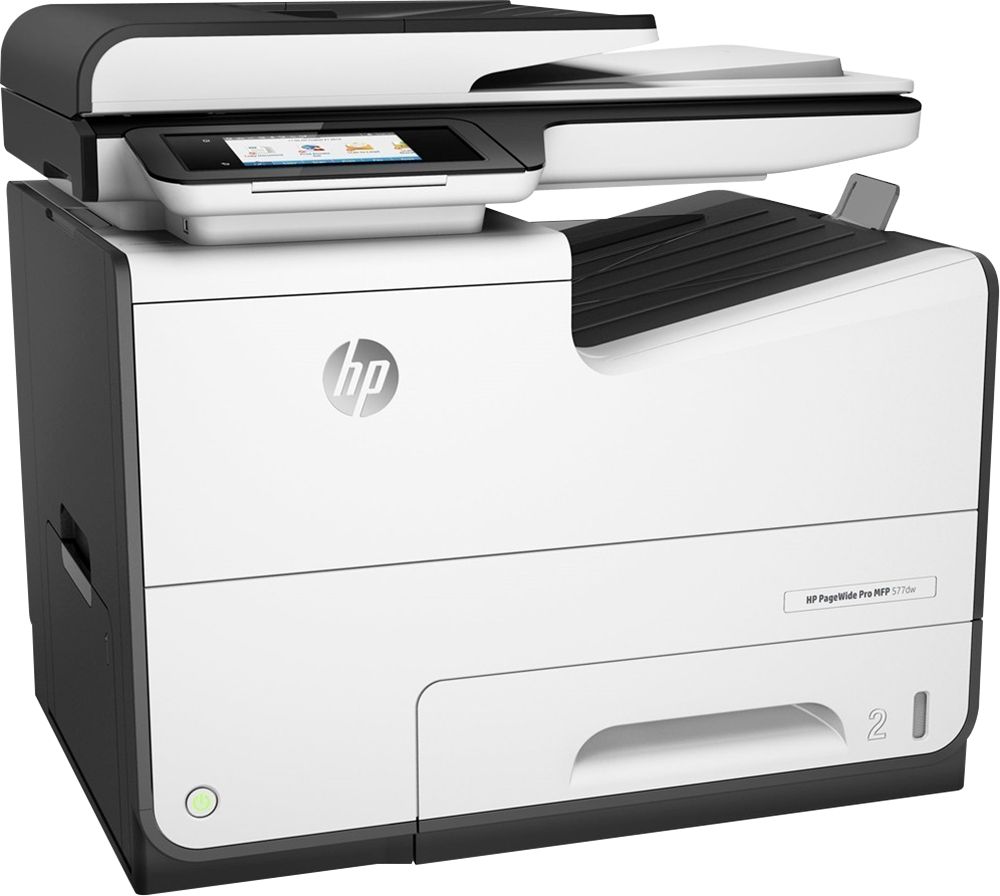 Left View: HP - PageWide Pro 577dw Wireless All-In-One Inkjet Printer - White