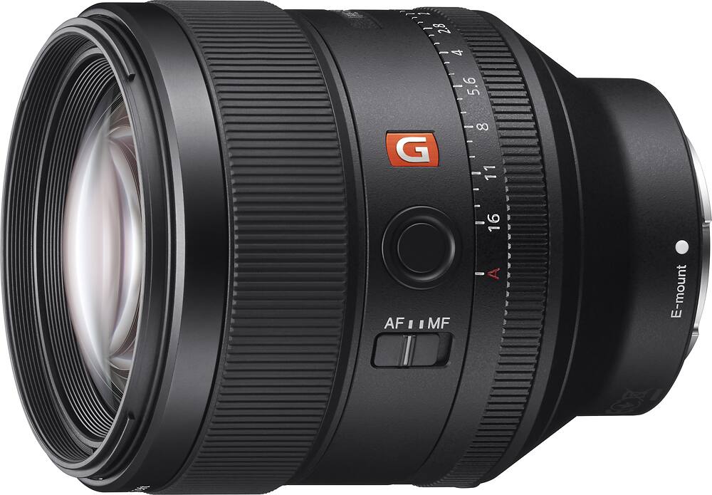 Left. Sony - G Master FE 85 mm F1.4 GM Full-Frame E-Mount Mid-range Telephoto Lens - Black.