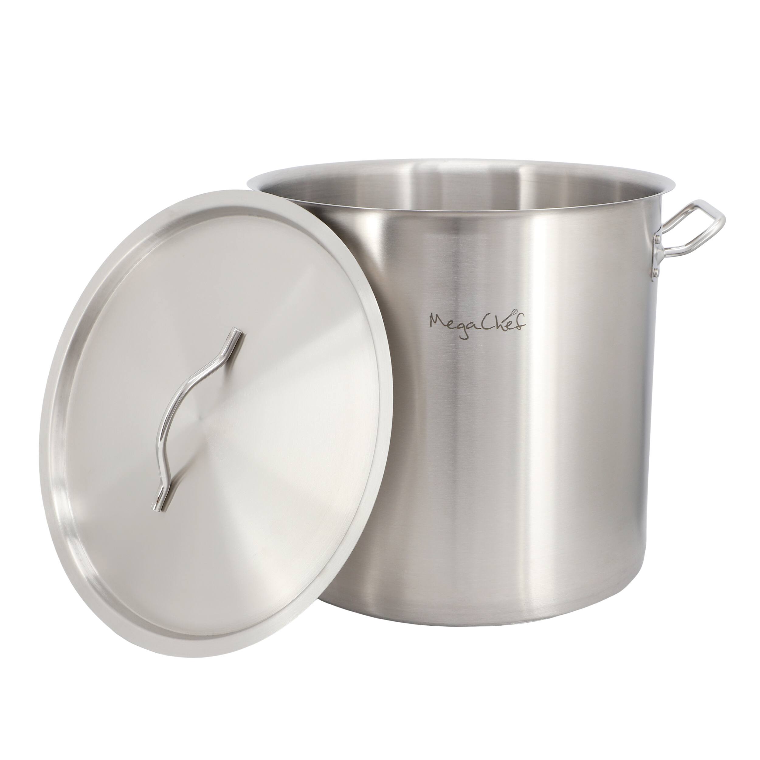 Alt View 1. MegaChef - MegaChef Professional Kitchen 52.8 Quart Round Stainless Steel Stock Pot with Lid - Silver.