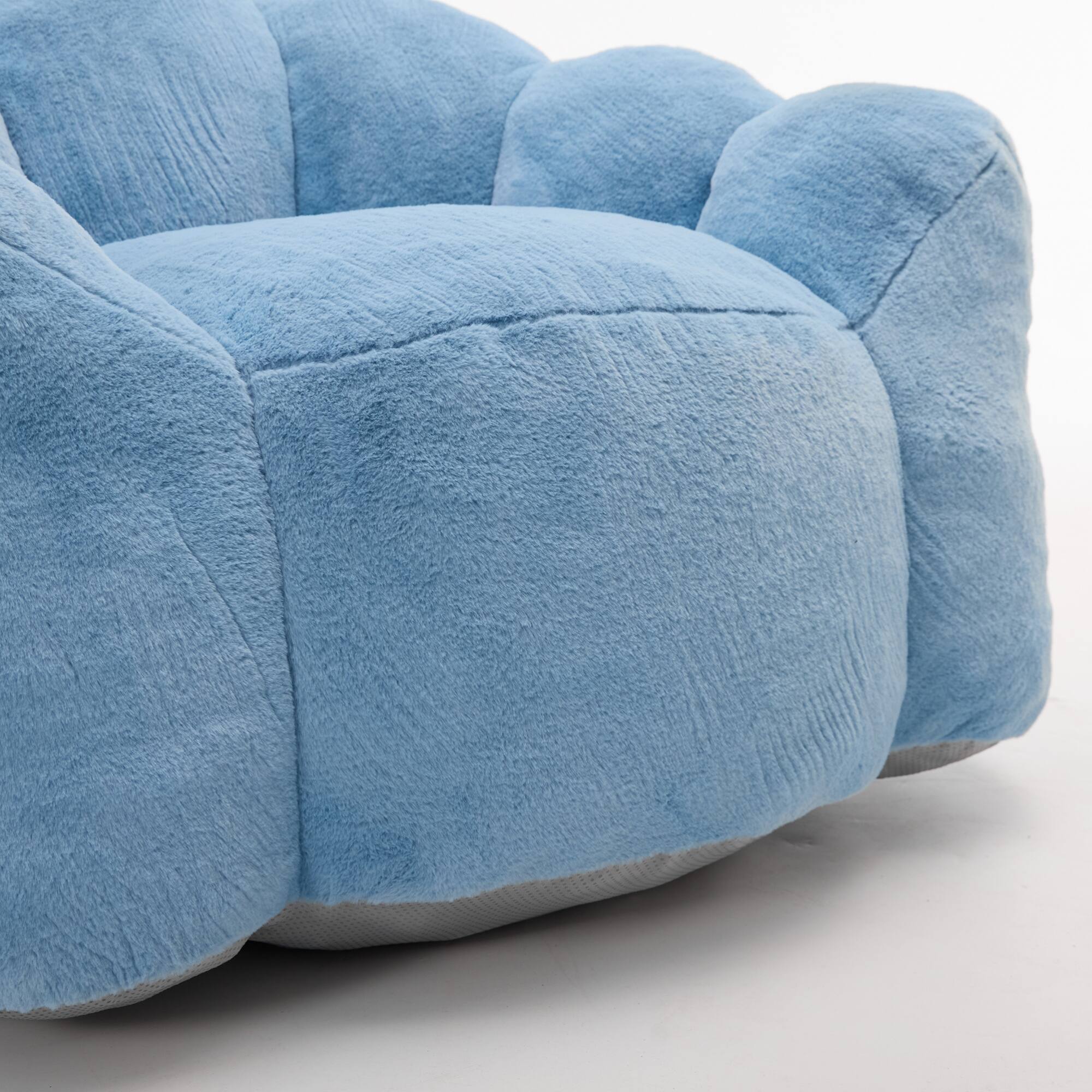 Alt View 4. GOODSILO - Lotus Style Compression Sofa Bean Bag Chair with Pull Ring for Easy Mobility and No Assembly Required - Blue.