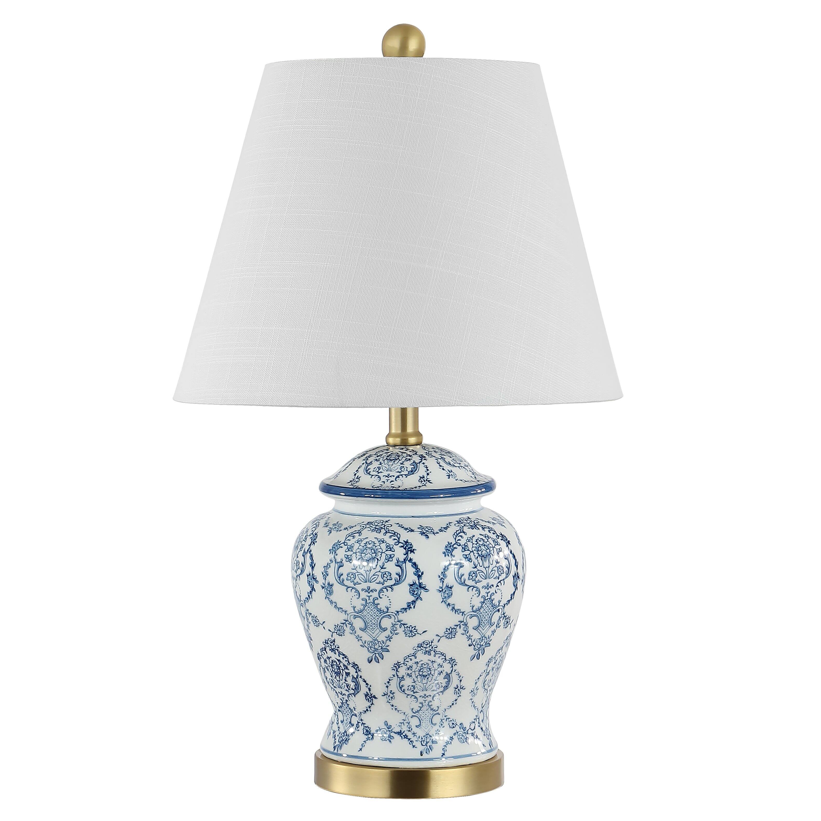 Alt View 4. Jonathan Y - Juliana 22.25" Traditional Classic Chinoiserie Ceramic LED Table Lamp, Blue/White - Blue/White.