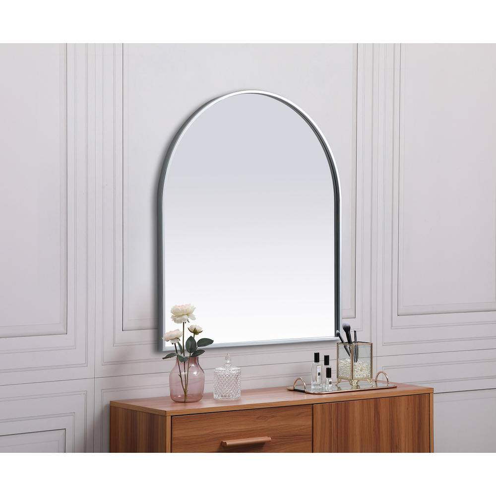 Alt View 2. Elegant Decor - Metal Frame Arch Mirror 27x30 Inch in Silver - Silver.
