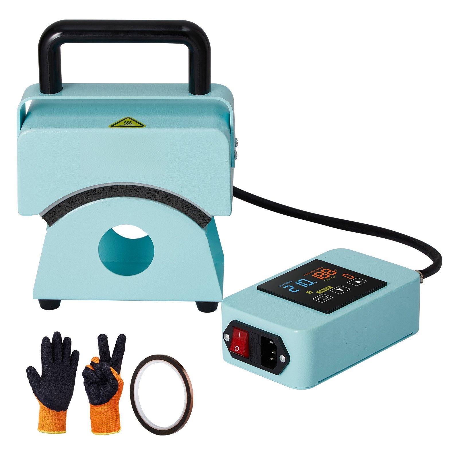 Front. Glintex - Mini Hat Heat Press Machine, 5.9"x3.15" Curved Plate, Integrated Controls, Safety Base, Auto Shut-Off, Includes Glove.