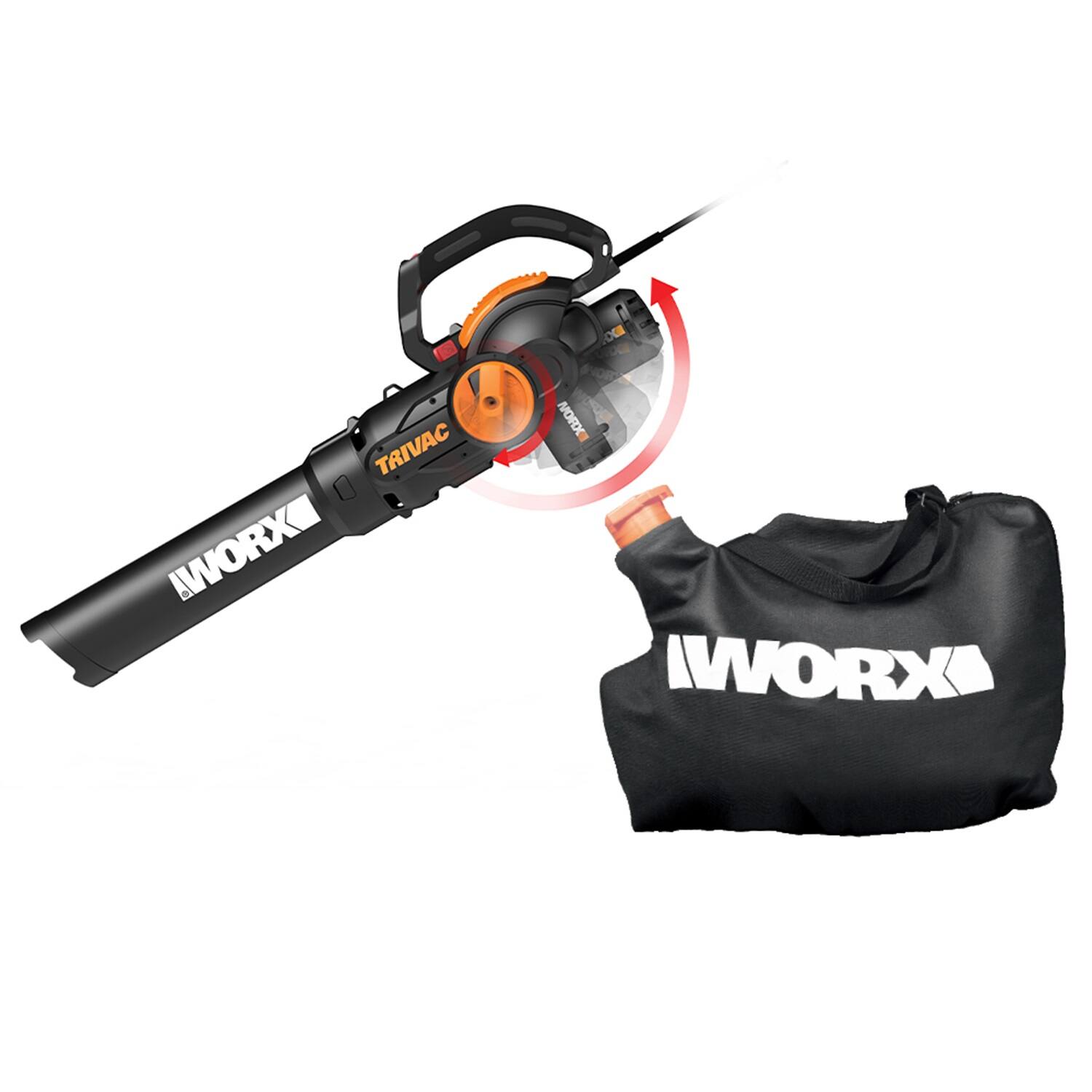 WORX - 12 Amp TRIVAC 75 MPH 600 CFM Electric Leaf Blower/Mulcher/Vacuum - Black