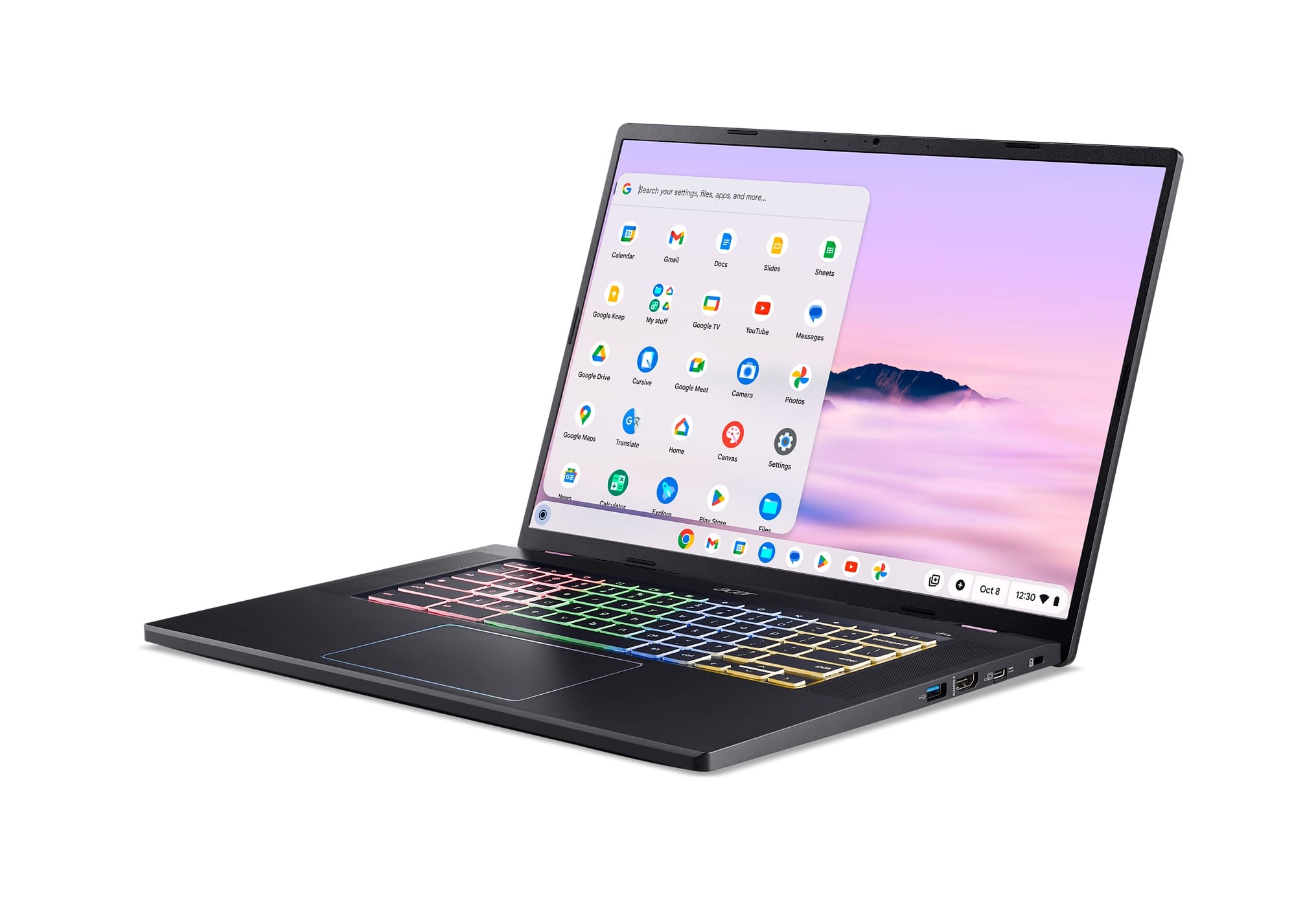 Alt View 1. Acer - Chromebook Plus 516 GE Cloud Gaming Laptop with Google AI- 16" 2560x1600 120Hz - Intel Core 5 120U - 8GB RAM - 256GB SSD - Obsidian Black.
