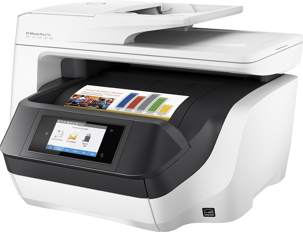  HP OfficeJet Pro 8720 All-in-One Wireless Color Printer, HP  Instant Ink or  Dash replenishment ready - White (M9L75A) : Office  Products