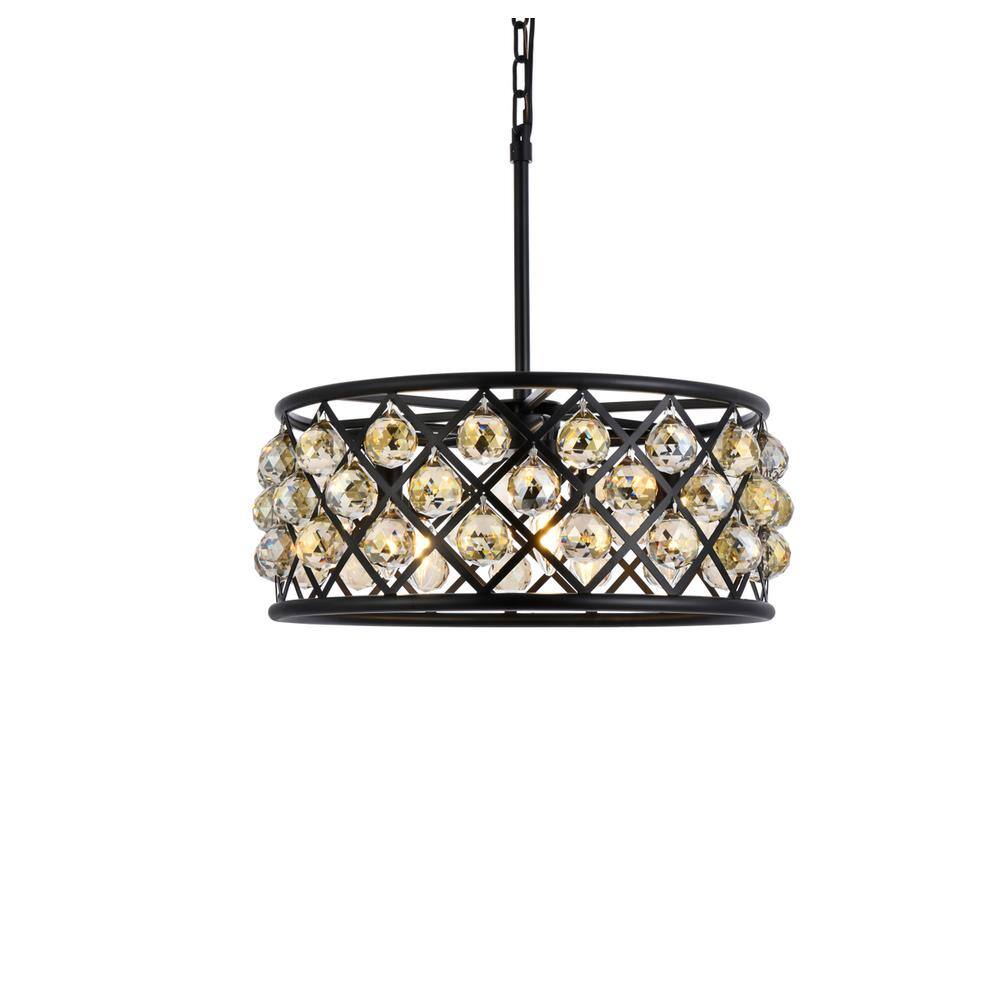 Alt View 3. Urban Classic - Madison 5 light Matte Black Chandelier Golden Teak (Smoky) Royal Cut Crystal - Matte Black.