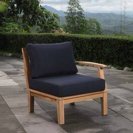 Marina Outdoor Patio Teak Right-Facing Sofa by Modway - Natural Navy