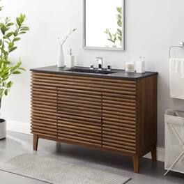 Modway - Render 48" Bathroom Vanity with Black Basin Included - Walnut Black