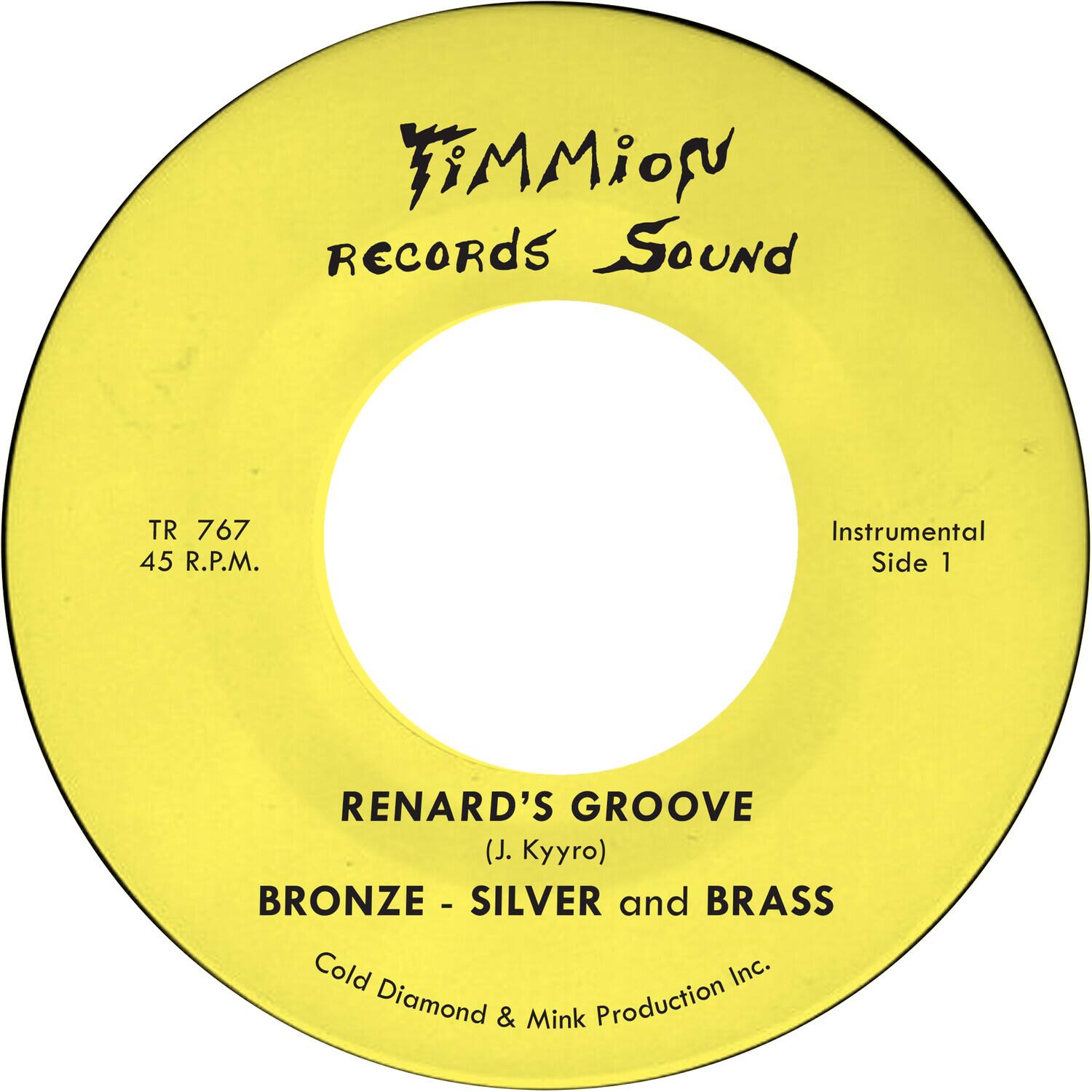 YiMMioN  
RECORDS SOUND  

TR 767  
45 R.P.M.  

Instrumental  
Side 1  

RENARD'S GROOVE  
(J. Kyrylo)  
BRONZE - SILVER and BRASS  

Cold Diamond & Mink Production Inc.