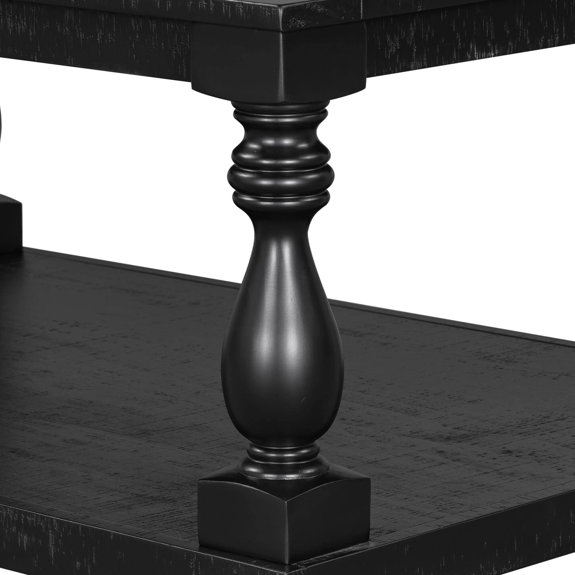 Alt View 4. APRILSOUL - Set of 2 Nesting Coffee Tables Farmhouse Rectangle Living Room Wood Finish Small Sofa Side Table - Black.