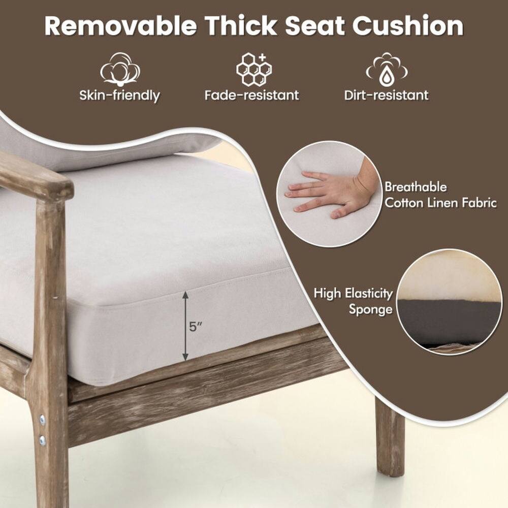 Removable Thick Seat Cushion

- Skin-friendly
- Fade-resistant
- Dirt-resistant
- Breathable Cotton Linen Fabric
- High Elasticity Sponge
- 5" High