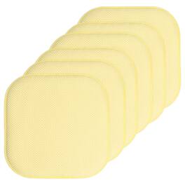 Sweet Home Collection - Honeycomb Memory Foam No Slip Back 16" x 16" Chair Pad Cushion, 6-Pack - Yellow