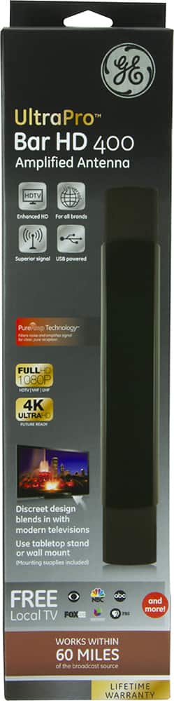 Alt View 11. GE - UltraPro Bar HD 400 Indoor Amplified Antenna - Black.