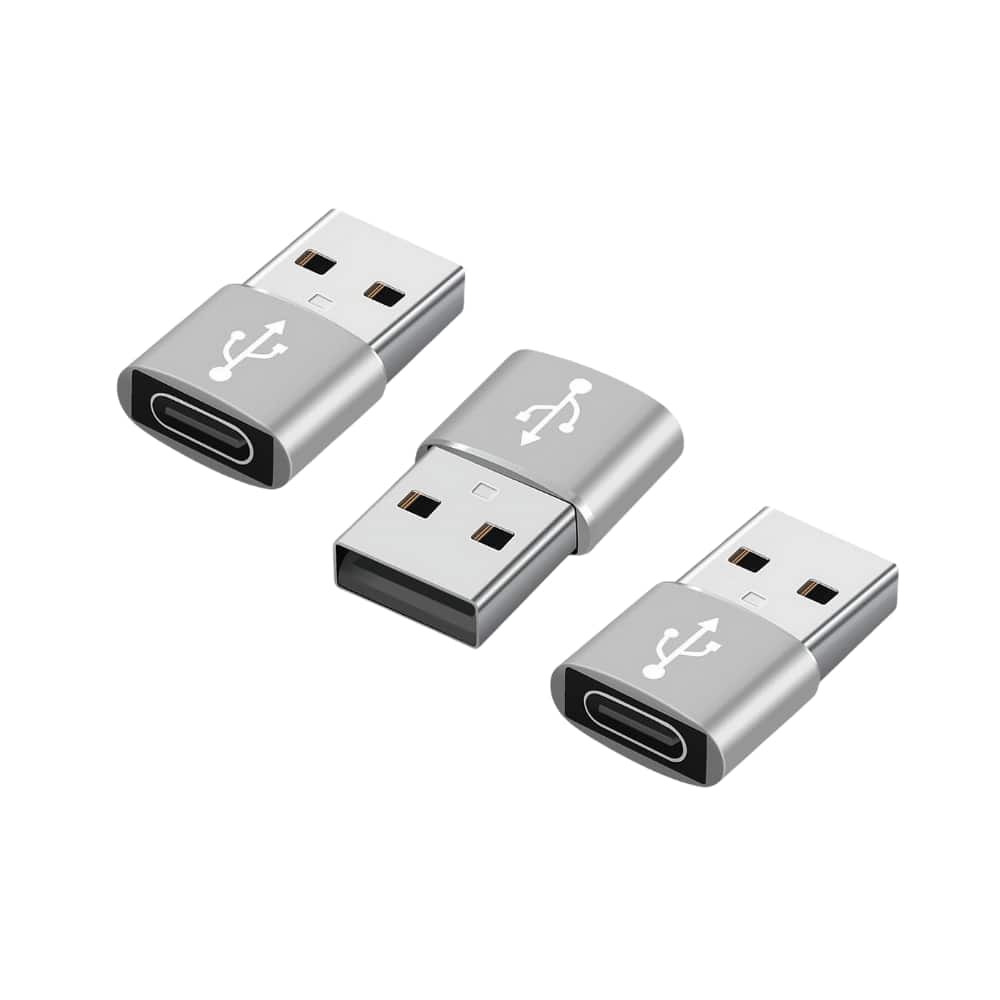 Qixxronics - Usb C to Usb Adapter,Efficient Usb to Usb C,Multi-Device Usb C to Usb, 3 Pack - Silver