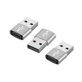 Qixxronics - Usb C to Usb Adapter,Efficient Usb to Usb C,Multi-Device Usb C to Usb, 3 Pack - Silver