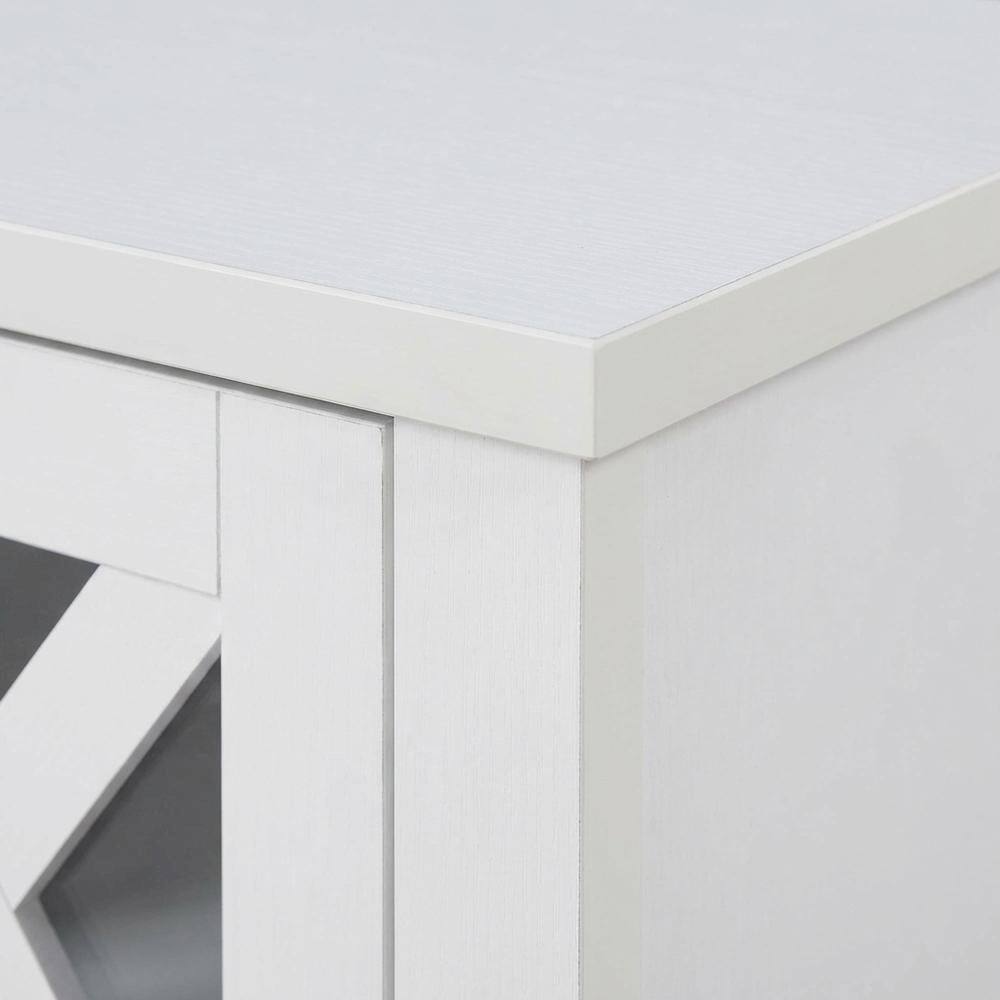 Alt View 4. FurniFact - White TV stand with storage cabinets and open shelves for 55-inch TVs - White.