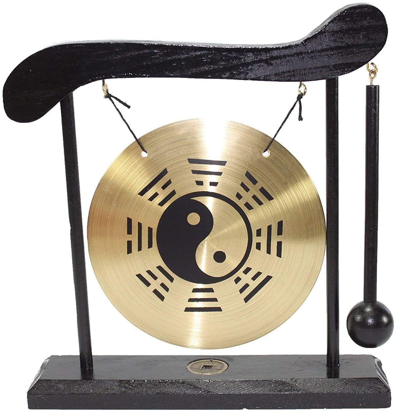 Refined Abode Design - Dragon Table Gong 9" Zen Desk Bell Copper-Wood Loud Sound Feng Shui Gift - Taiji
