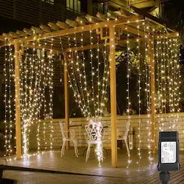 Lepro - 9.8x9.8ft LED Curtain Lights, 8 Modes, Waterproof Fairy String Lights for Bedroom Party Christmas Wedding Patio