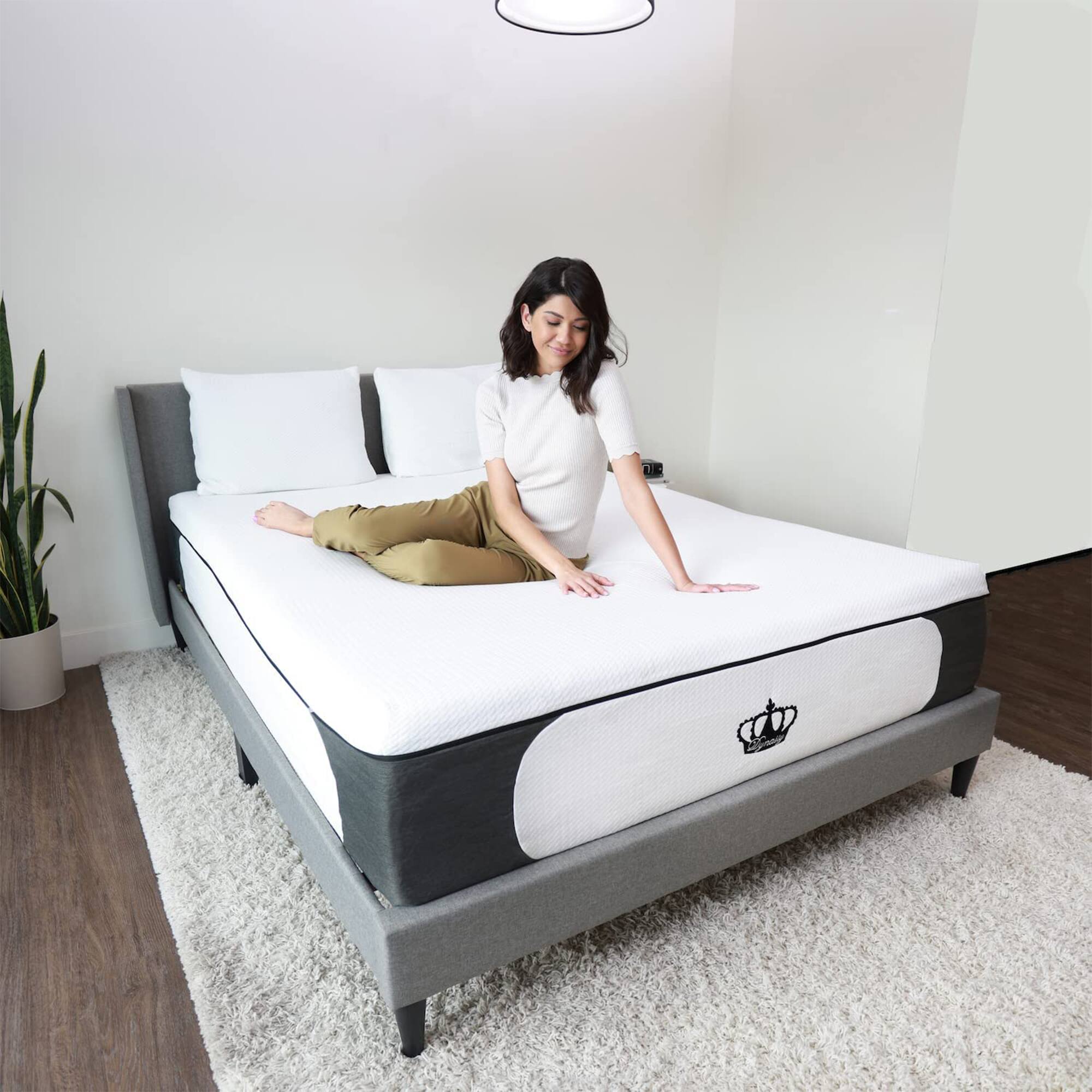Alt View 4. Dynasty Mattress - DynastyMattress 14.5” Inch CoolBreeze Plush Medium Soft Gel Memory Foam Mattress Bed, Size Queen USA Made - White.
