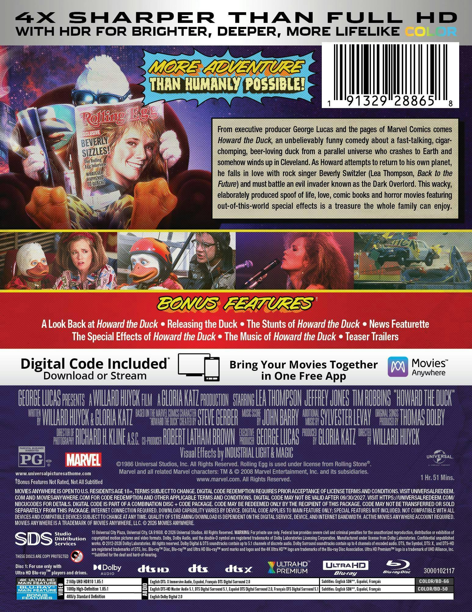 Back. Howard the Duck - 40th Anniversary (Limited Edition 4K Ultra HD Steelbook + Blu-ray + Digital) [UHD].