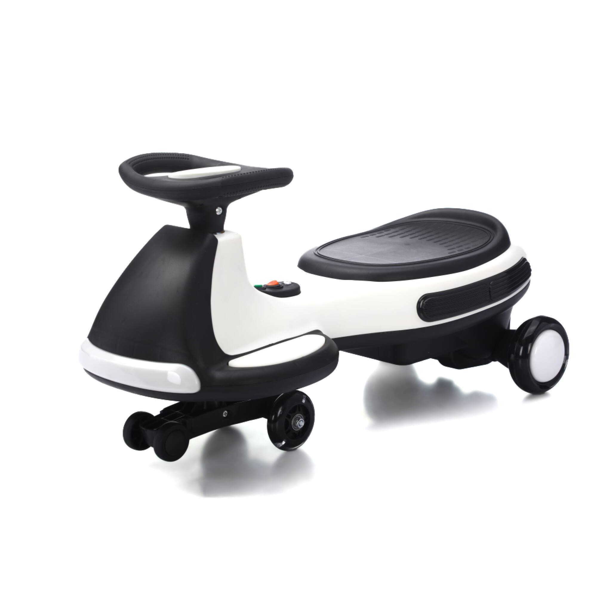 Front. ELEMENT ACE - Electric Ride-On Wiggle Car for Kids with LED Lights and Music, Suitable for Indoor Ages 3 and Up - White+Black.