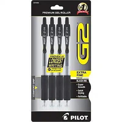 #35055
PREMIUM GEL ROLLER
G-2
G-2
G-2
G-2
G-2
PROVEN #1
LONGEST WRITING of top pen brands
EXTRA FINE 0.5mm
BLACK INK
Super Smooth
Quick Drying
Refillable
PILOT