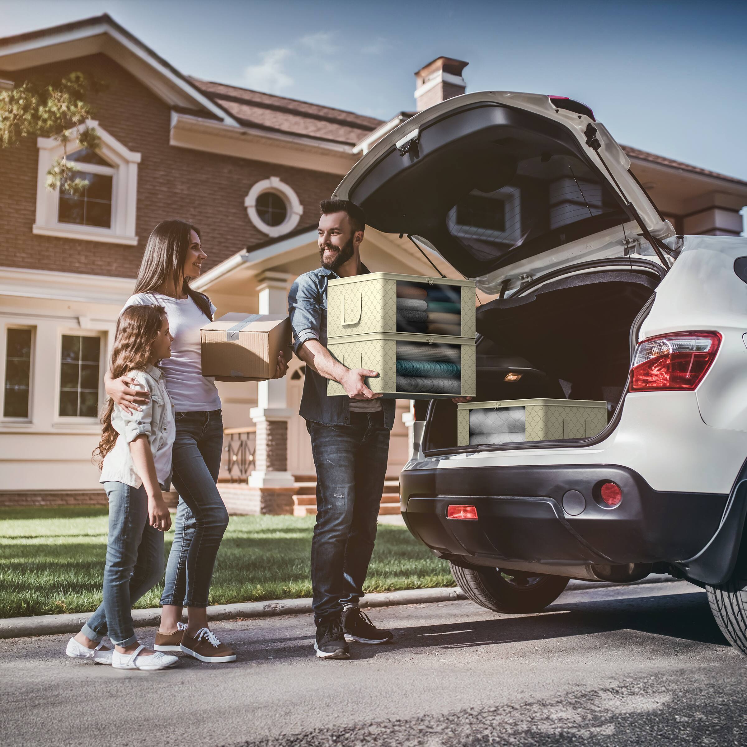 Alt View 4. Sorbus - Sorbus Medium Clothes Storage Bags - Foldable Blanket Storage Bins for Organizing Bedroom, Closet, Clothing - Beige.
