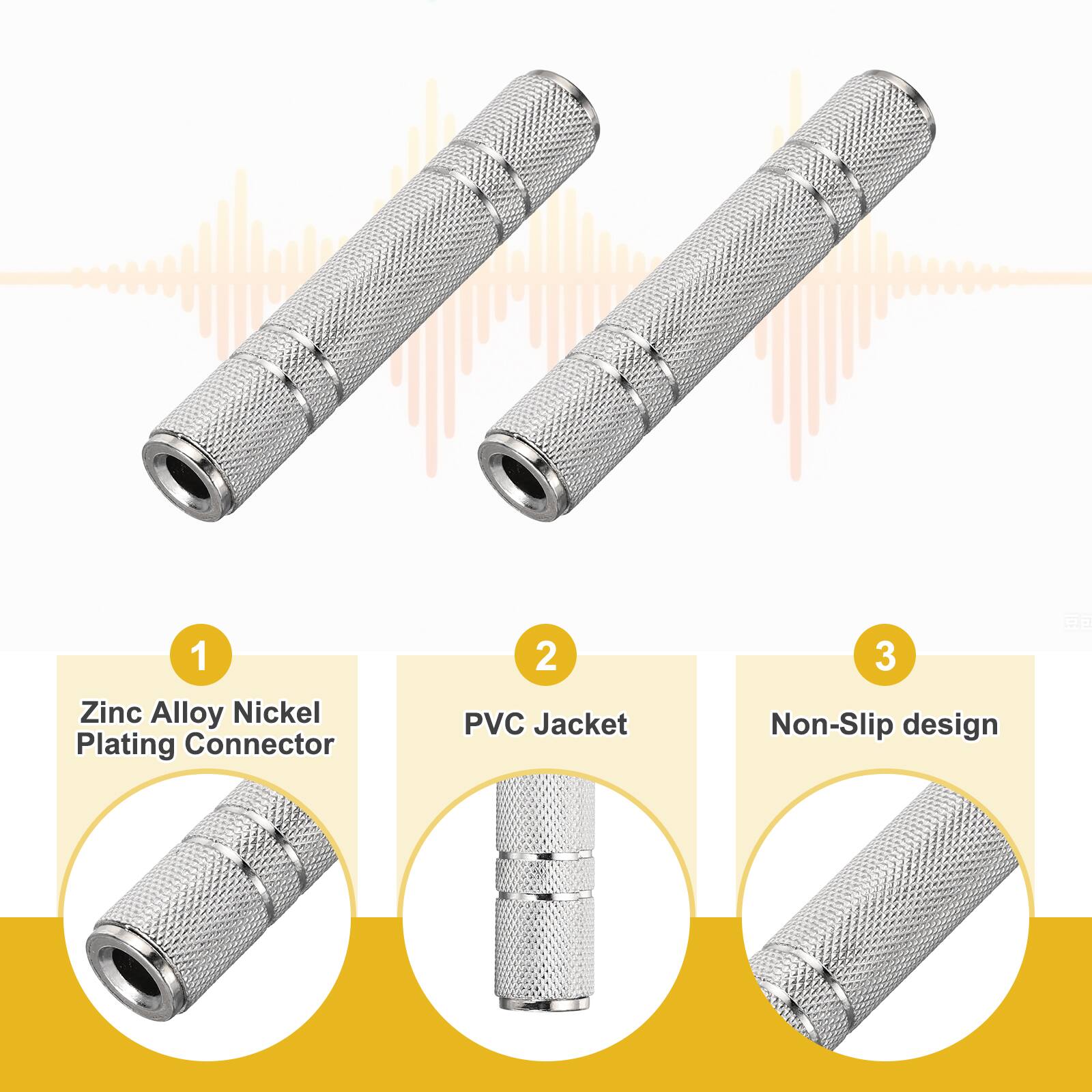 1. Zinc Alloy Nickel Plating Connector  
2. PVC Jacket  
3. Non-Slip design