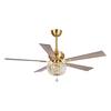 Front. Parrot Uncle - 52" Ganga Modern Downrod Mount Reversible Crystal Ceiling Fan with Lighting and Remote Control - Gold.