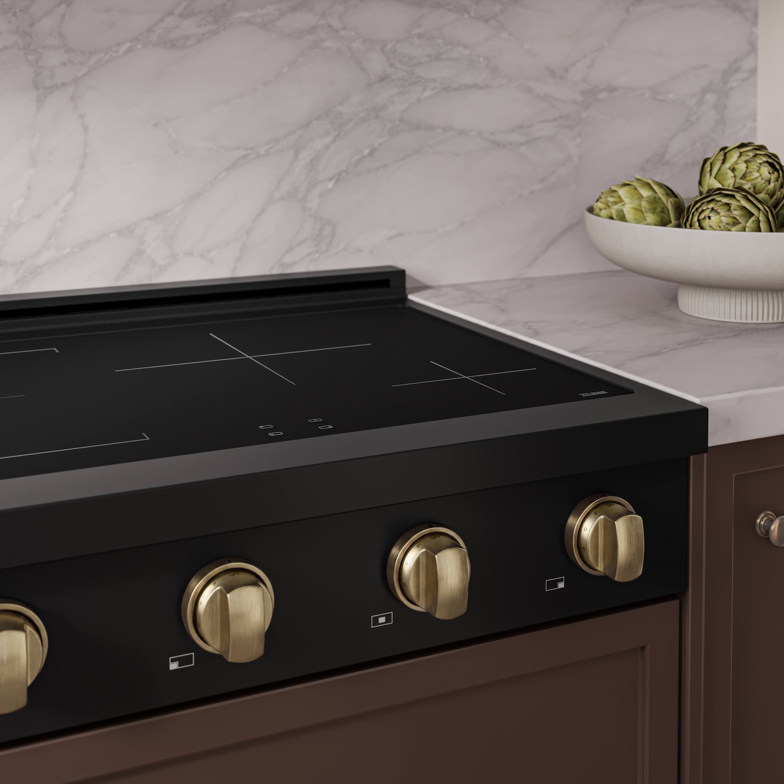 Alt View 5. ZLINE - Autograph 30 in. Paramount Built-in Induction Rangetop with 4 Element Cooktop in Black Steel & Champagne Bronze Accents - Black Stainless Steel.
