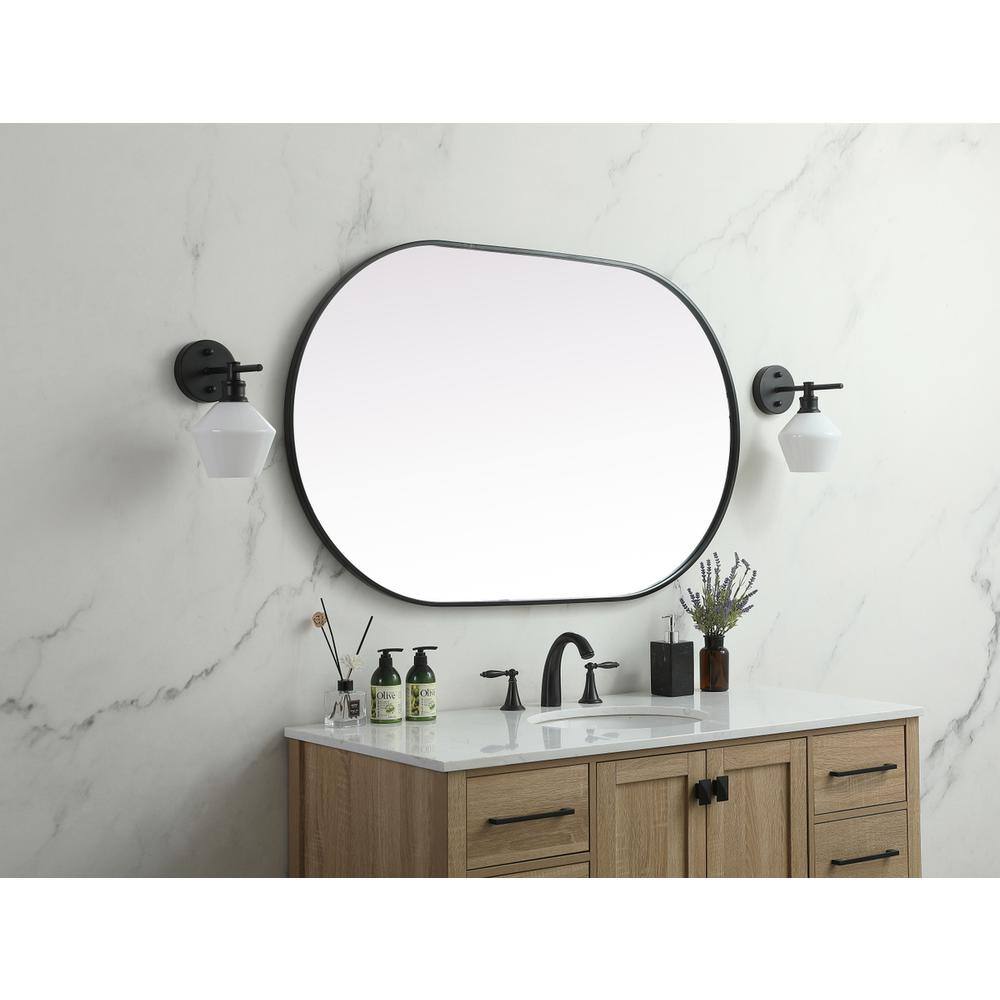 Alt View 6. Elegant Decor - Metal Frame Oval Mirror 30x48 Inch in Black - Black.