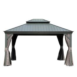 Mondawe - 10' X 12' Hardtop Metal Gazebo with Aluminum Frame - Gray