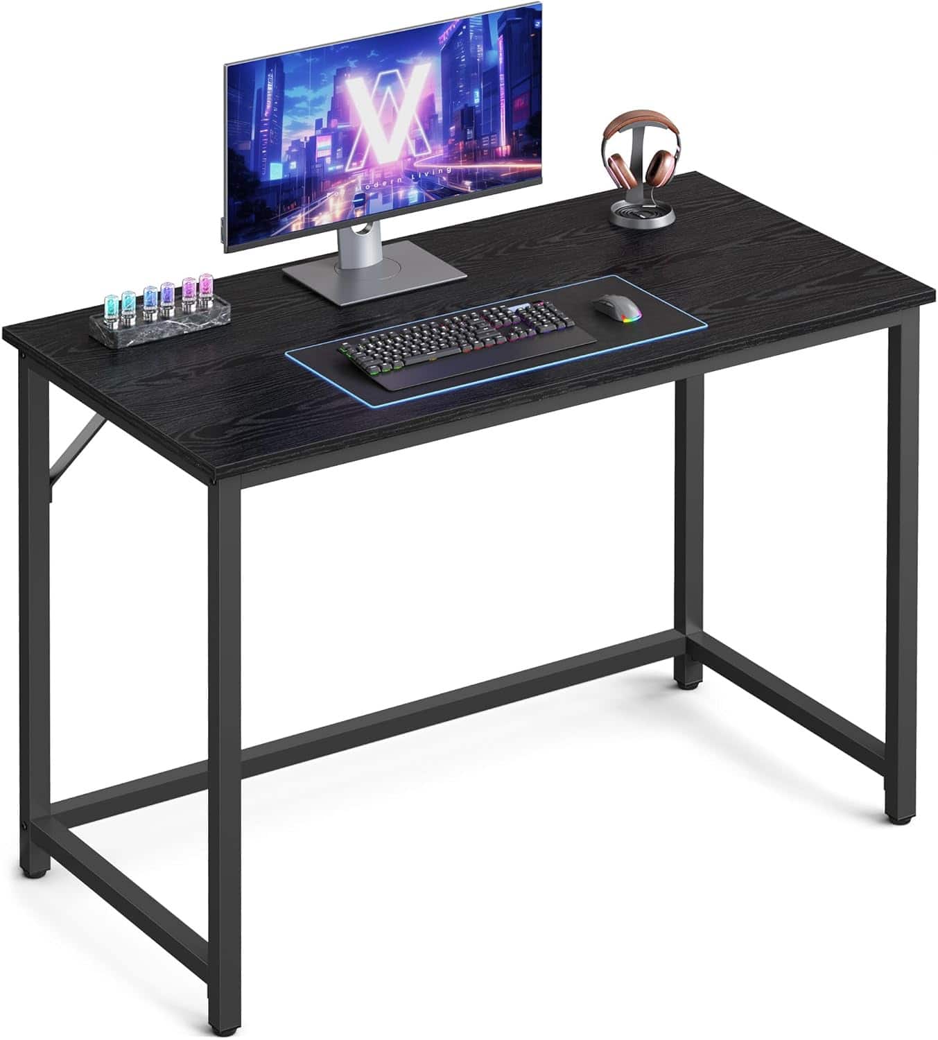 Songmics Home - Computer Desk – Industrial Style with Wood Grain - Black