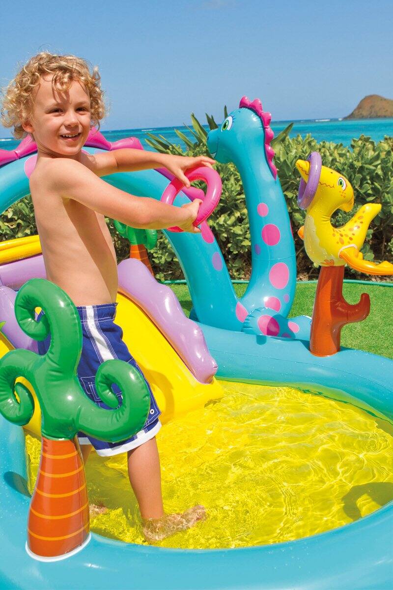 Alt View 8. Intex - Intex 11' x 7.5' x 44" Dinoland Play Center Kiddie Swimming Pool w/ air pump.